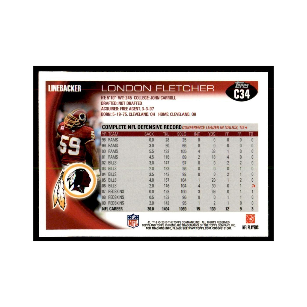 2010 Topps Chrome London Fletcher Football Cards #C34