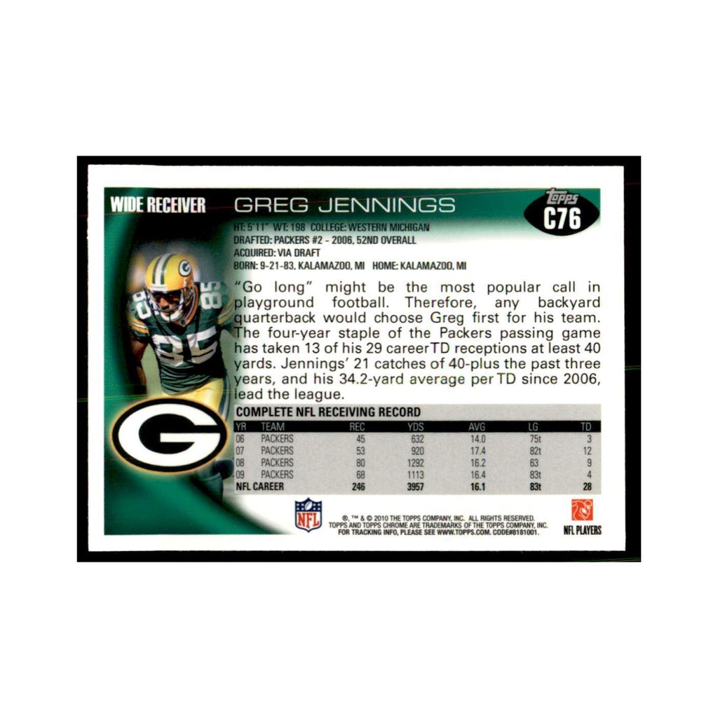 2010 Topps Chrome Greg Jennings Football Cards #C76