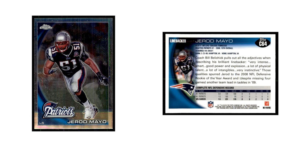 2010 Topps Chrome Jerod Mayo Football Cards #C64