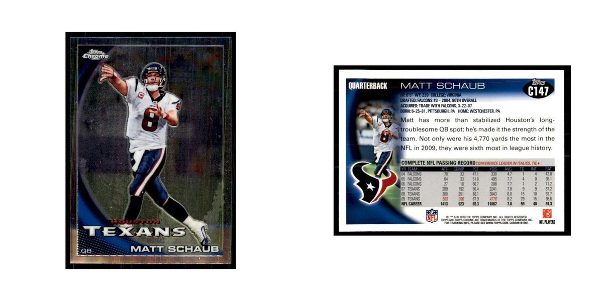 2010 Topps Chrome Matt Schaub Football Cards #C147