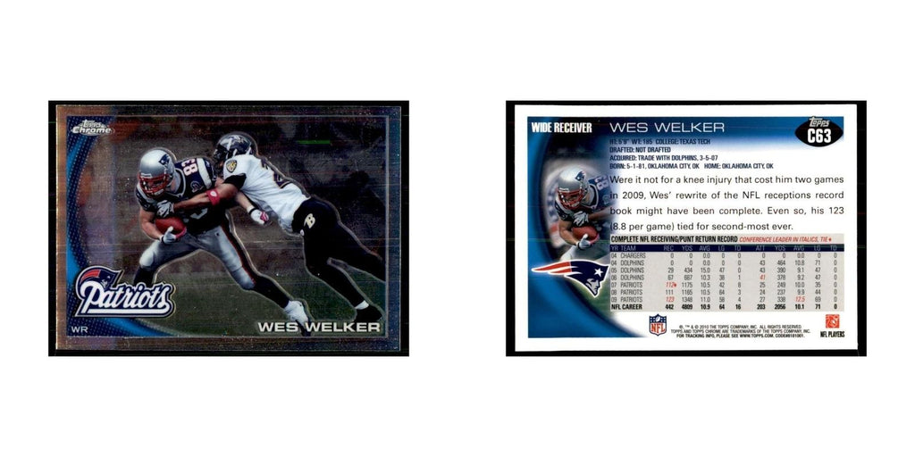 2010 Topps Chrome Wes Welker Football Cards #C63