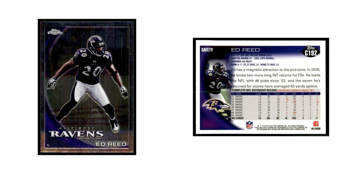 2010 Topps Chrome Ed Reed Football Cards #C192