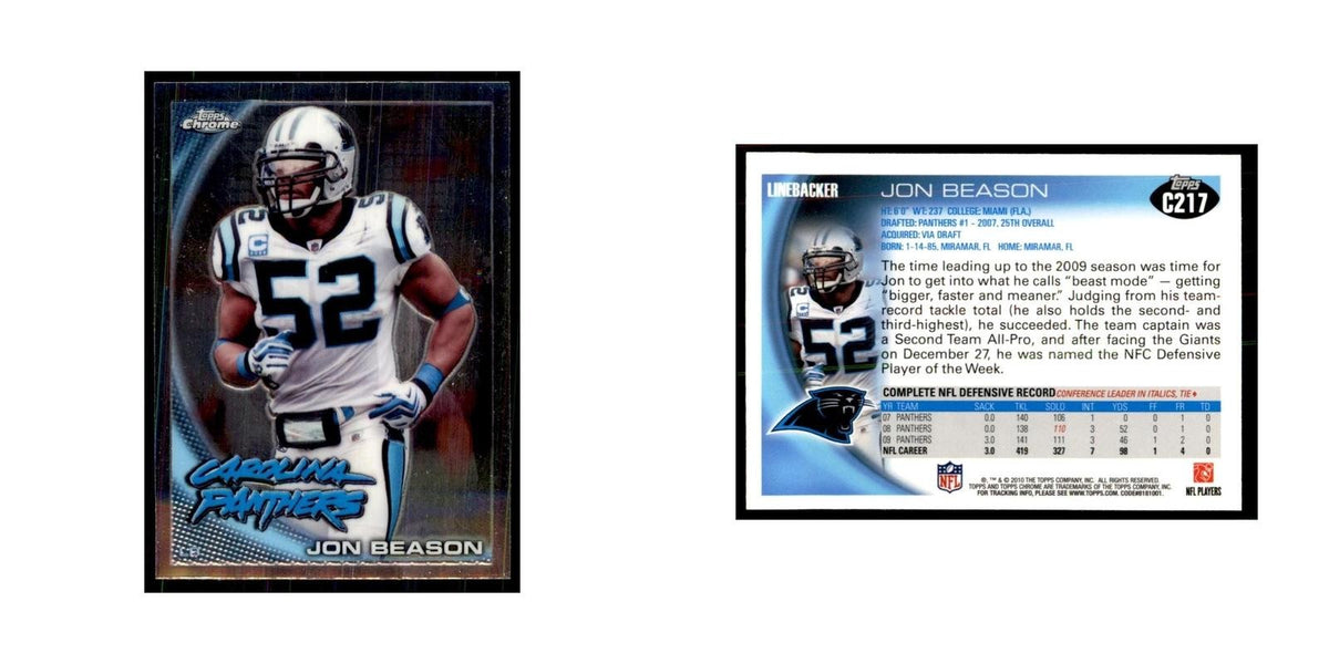 2010 Topps Chrome Jon Beason Football Cards #C217
