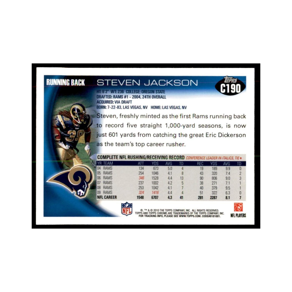 2010 Topps Chrome Steven Jackson Football Cards #C190