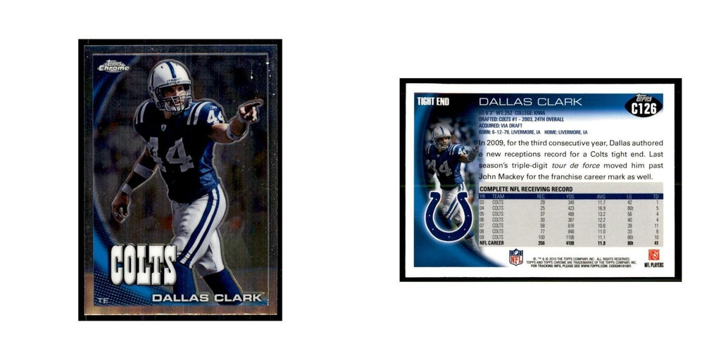 2010 Topps Chrome Dallas Clark Football Cards #C126