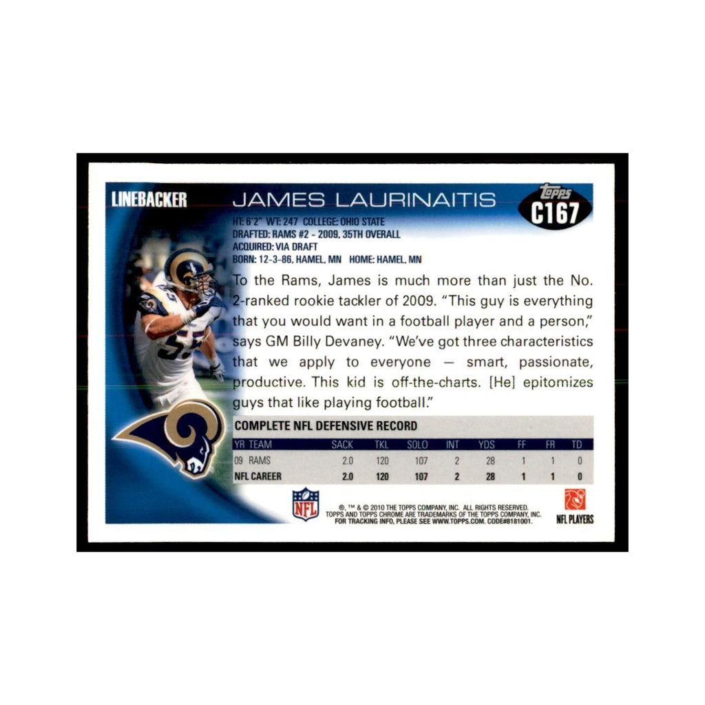 2010 Topps Chrome James Laurinaitis Football Cards #C167