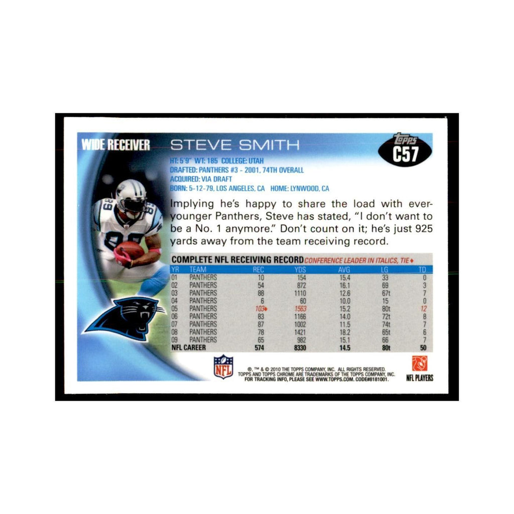 2010 Topps Chrome Steve Smith Football Cards #C57