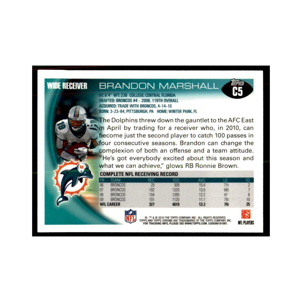 2010 Topps Chrome Brandon Marshall Football Cards #C5