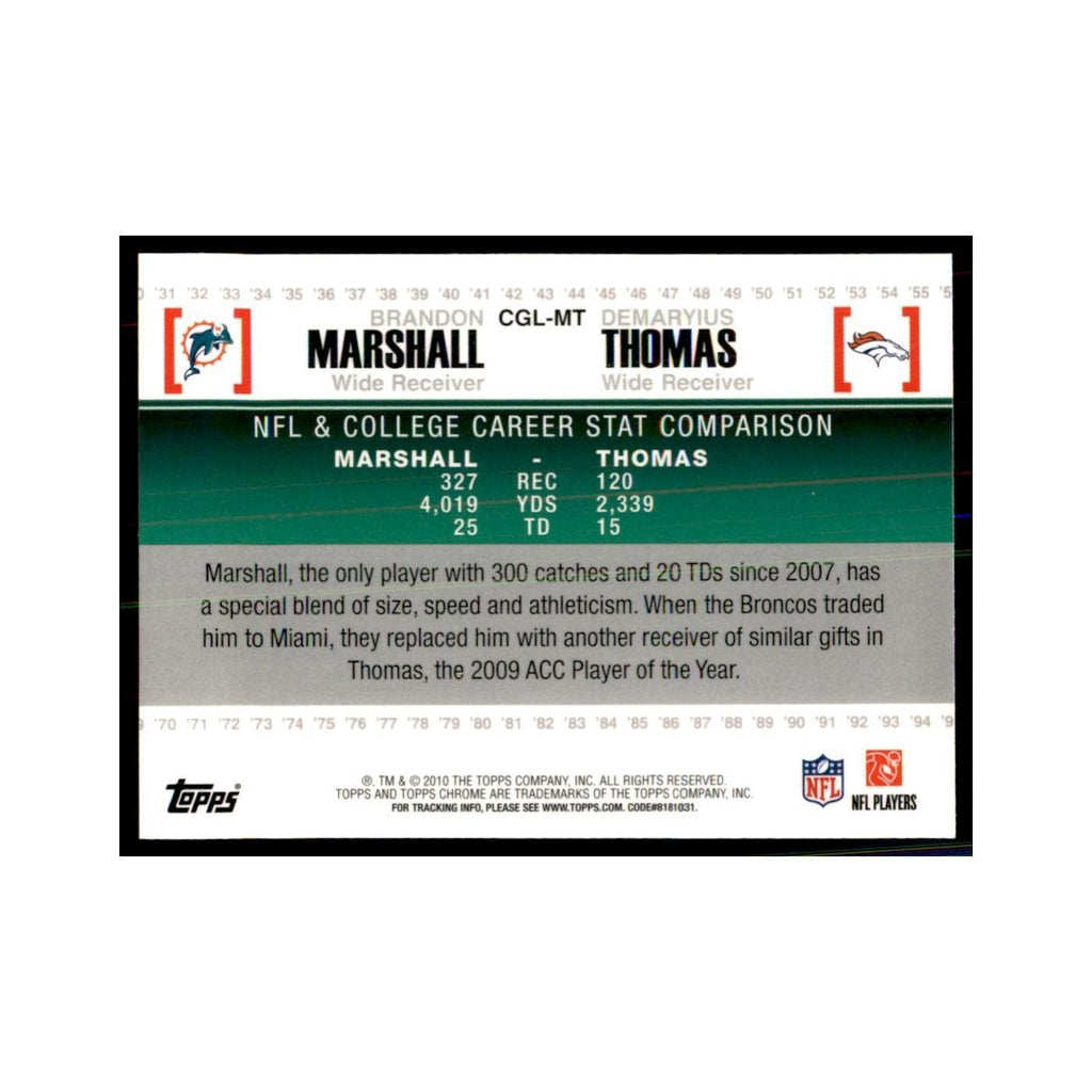2010 Topps Chrome Brandon Marshall/Demaryius Thomas Football Cards #CGL-MT
