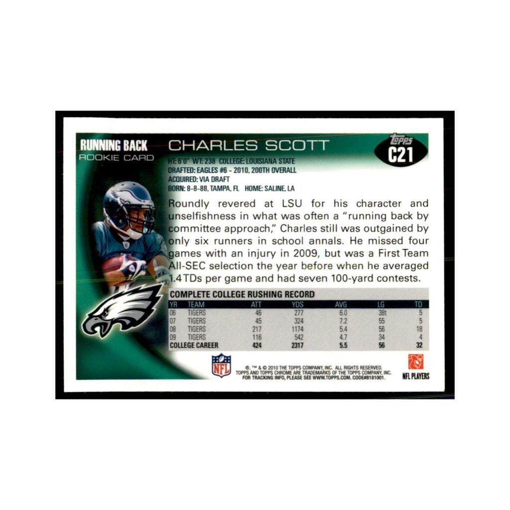 2010 Topps Chrome Charles Scott RC Football Cards #C21