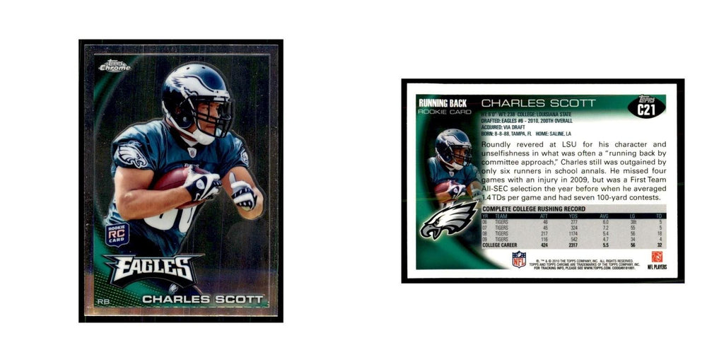 2010 Topps Chrome Charles Scott RC Football Cards #C21