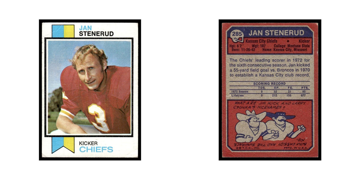 1973 Topps Football Card (Damaged) Jan Stenerud Chiefs #285.0