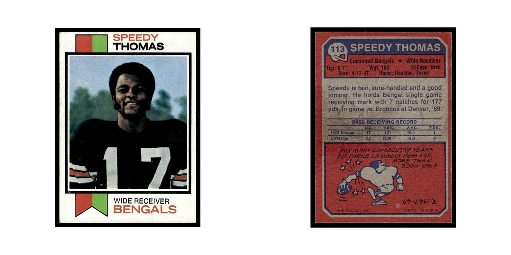 1973 Topps Football Card (Damaged) Speedy Thomas RC Bengals #113.0