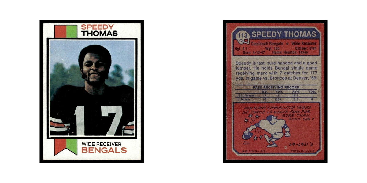 1973 Topps Football Card (Damaged) Speedy Thomas RC Bengals #113.0