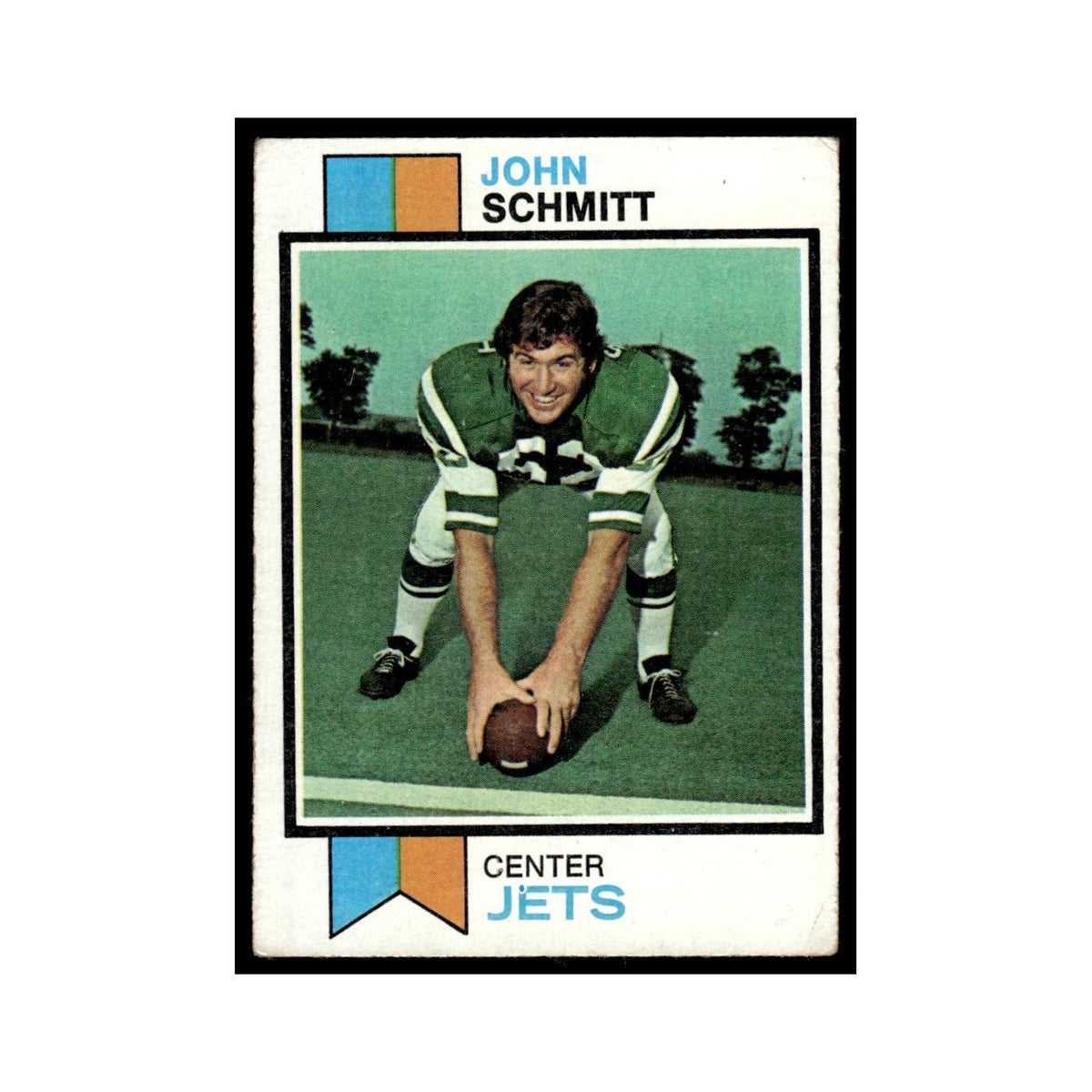 1973 Topps Football Card (Damaged) John Schmitt RC Jets #24.0
