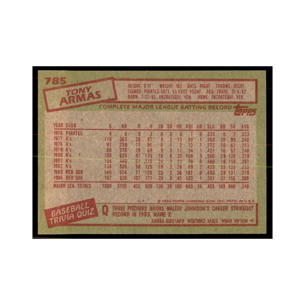 1985 Topps Tony Armas Baseball Cards #785