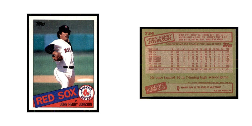 1985 Topps John Henry Johnson Baseball Cards #734