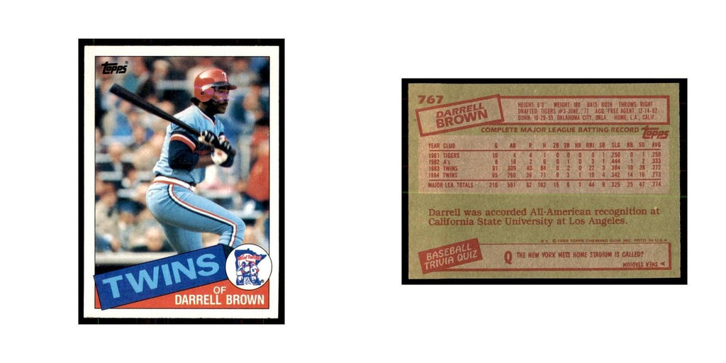 1985 Topps Darrell Brown Baseball Cards #767