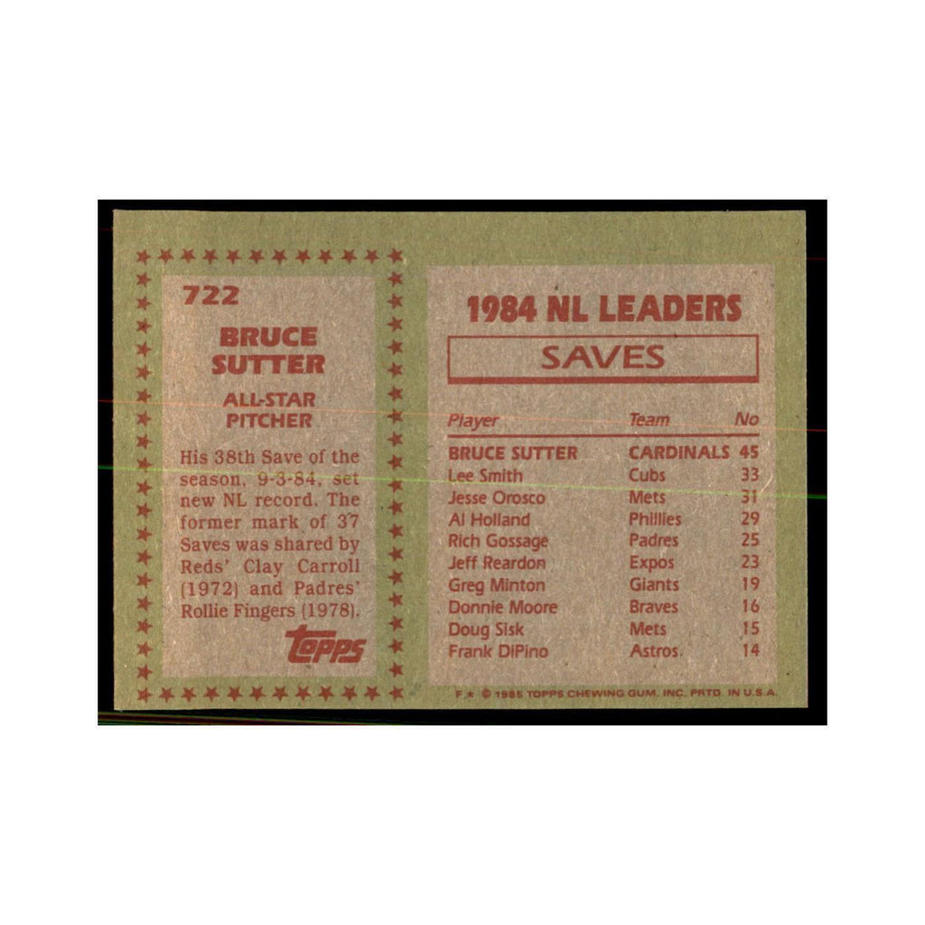 1985 Topps Bruce Sutter Baseball Cards #722
