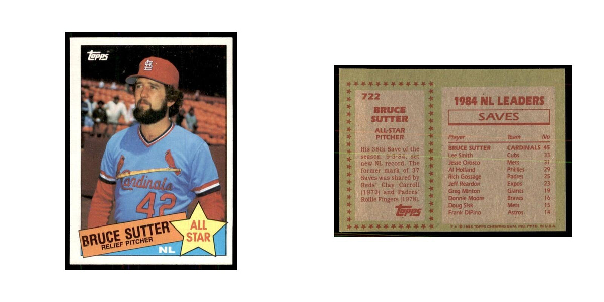 1985 Topps Bruce Sutter Baseball Cards #722
