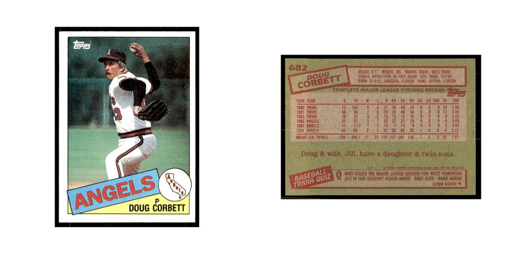 1985 Topps Doug Corbett Baseball Cards #682
