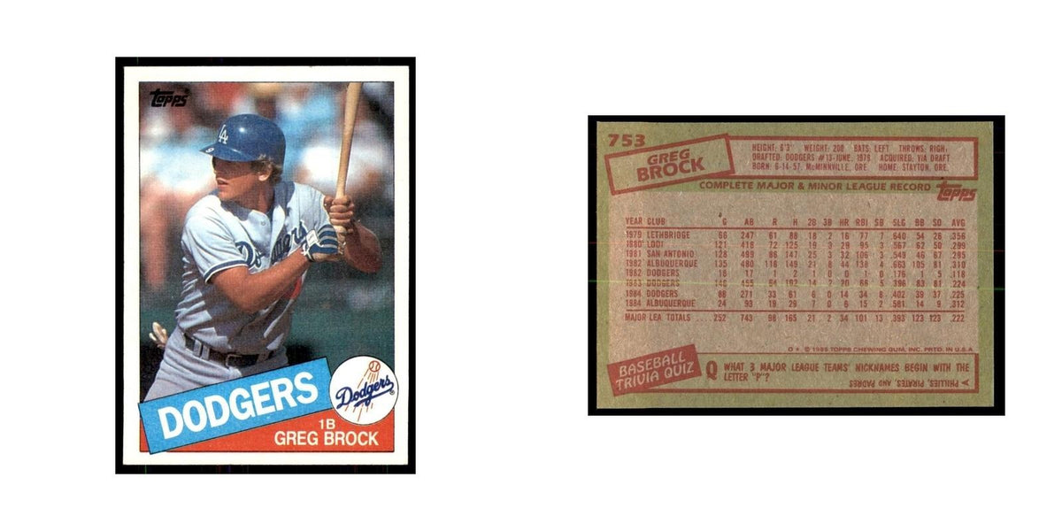 1985 Topps Greg Brock Baseball Cards #753