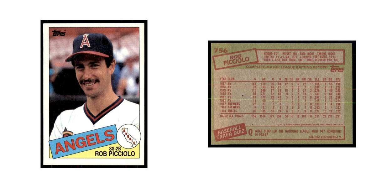 1985 Topps Rob Picciolo Baseball Cards #756
