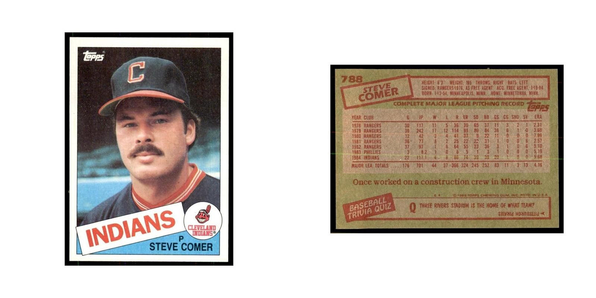 1985 Topps Steve Comer Baseball Cards #788