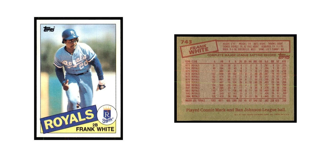 1985 Topps Frank White Baseball Cards #743