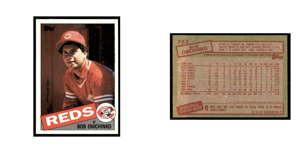 1985 Topps Bob Owchinko Baseball Cards #752