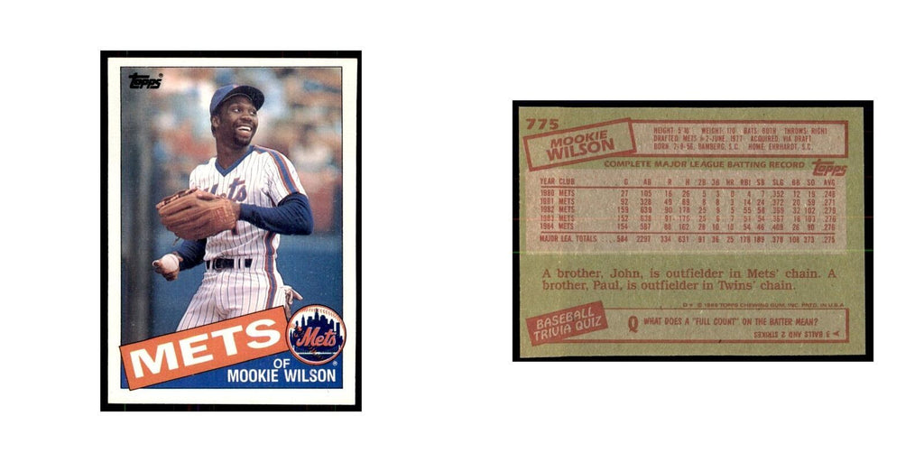 1985 Topps Mookie Wilson Baseball Cards #775