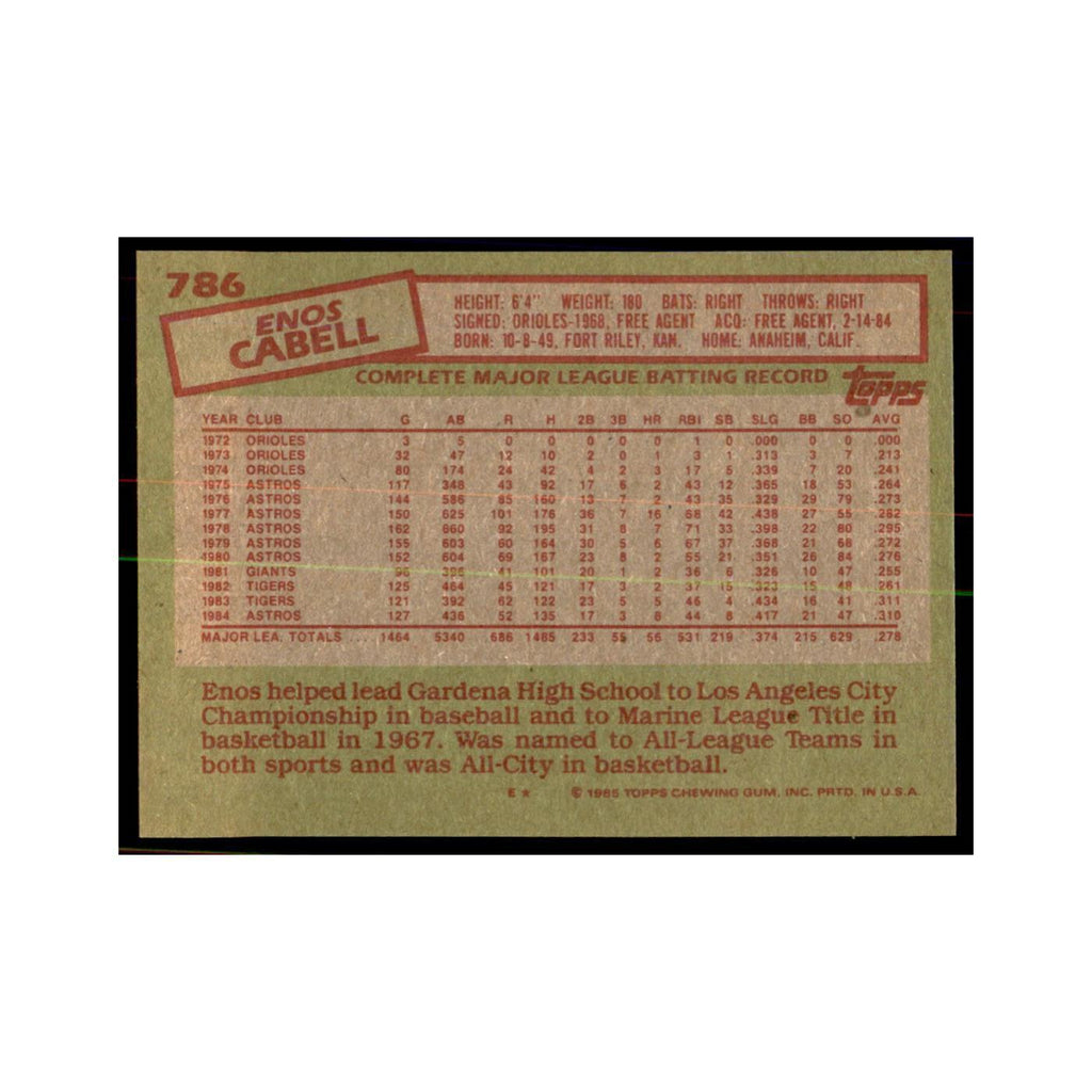 1985 Topps Enos Cabell Baseball Cards #786