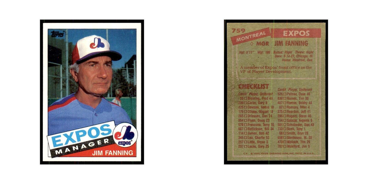 1985 Topps Jim Fanning Baseball Cards #759