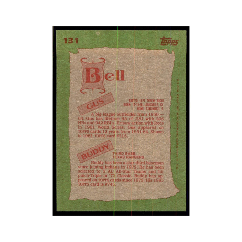 1985 Topps Gus Bell/Buddy Bell Baseball Cards #131