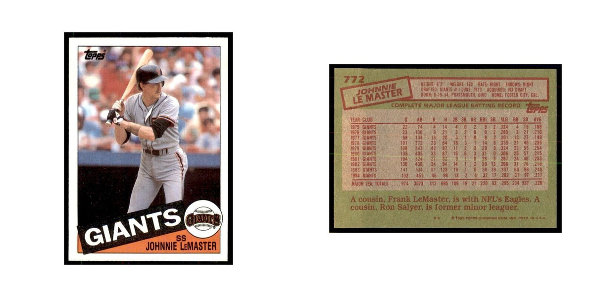 1985 Topps Johnnie LeMaster Baseball Cards #772