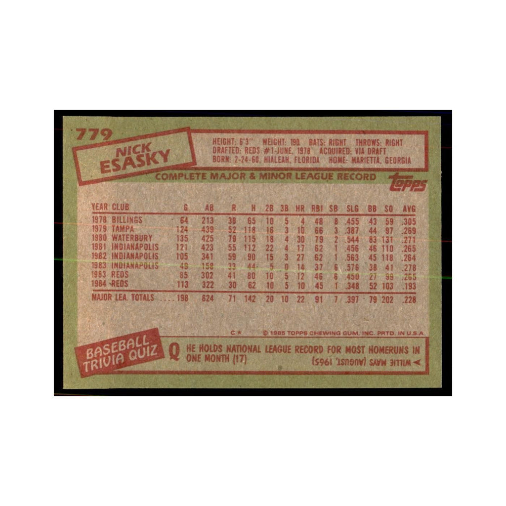 1985 Topps Nick Esasky Baseball Cards #779