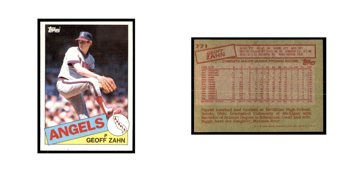 1985 Topps Geoff Zahn Baseball Cards #771