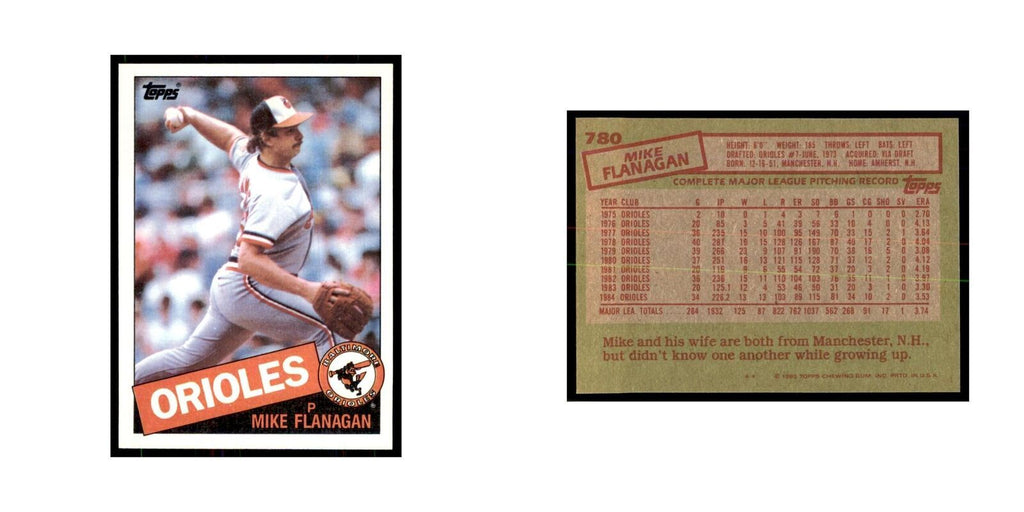 1985 Topps Mike Flanagan Baseball Cards #780