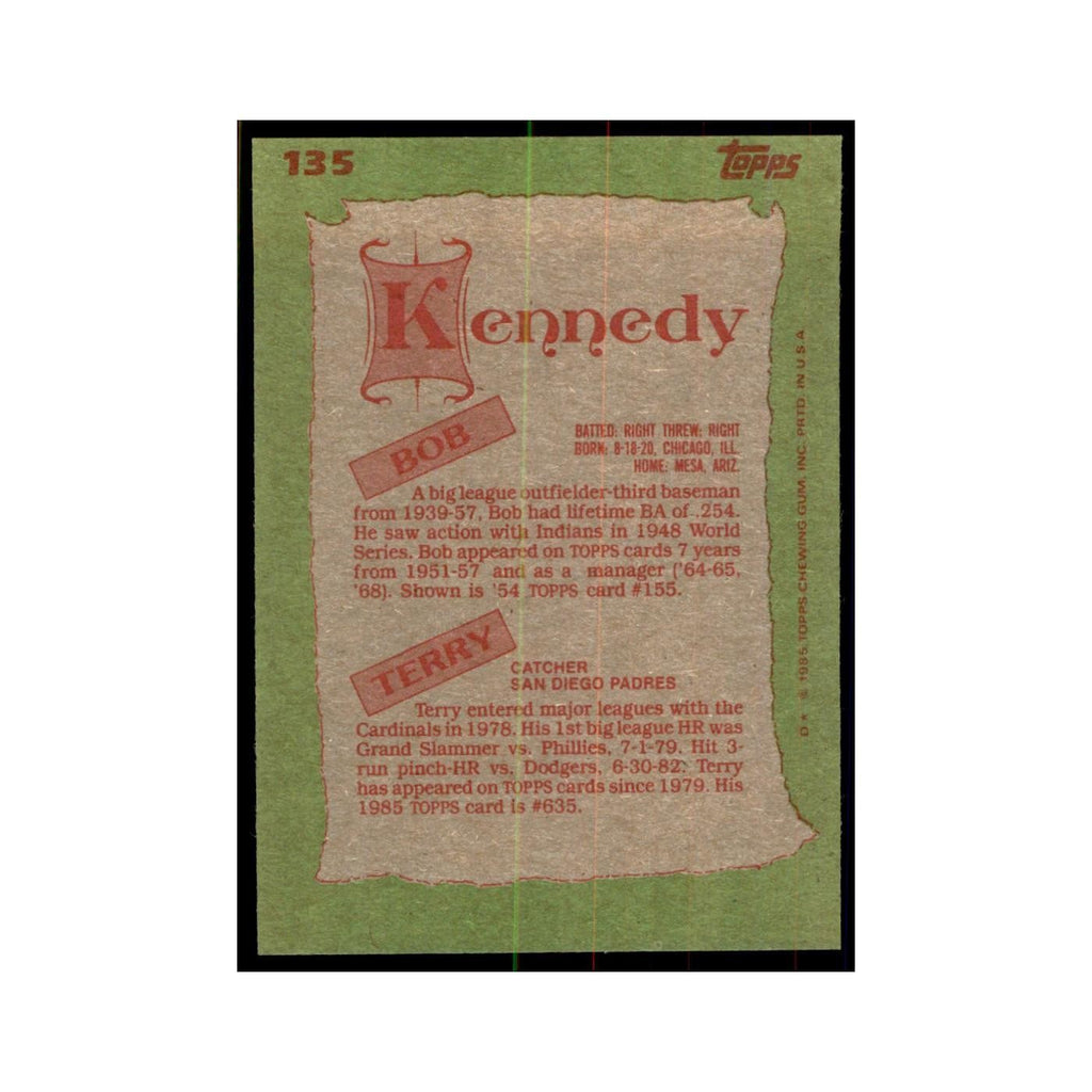 1985 Topps Terry Kennedy/Bob Kennedy Baseball Cards #135