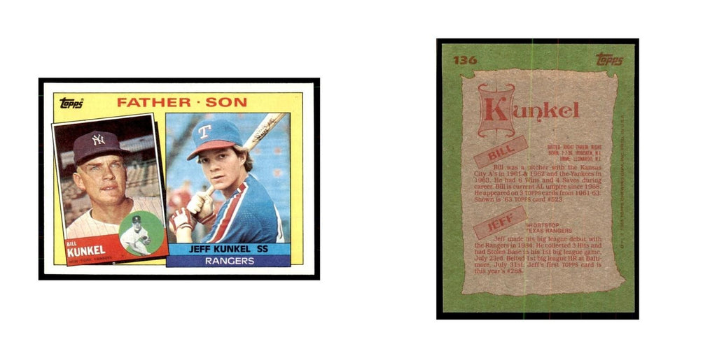 1985 Topps Bill Kunkel/Jeff Kunkel Baseball Cards #136