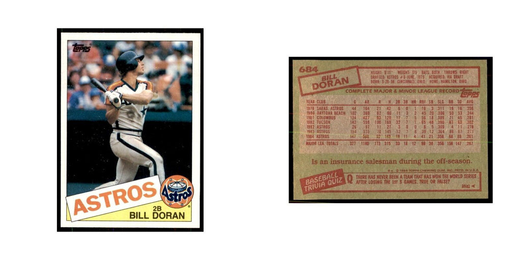 1985 Topps Bill Doran Baseball Cards #684