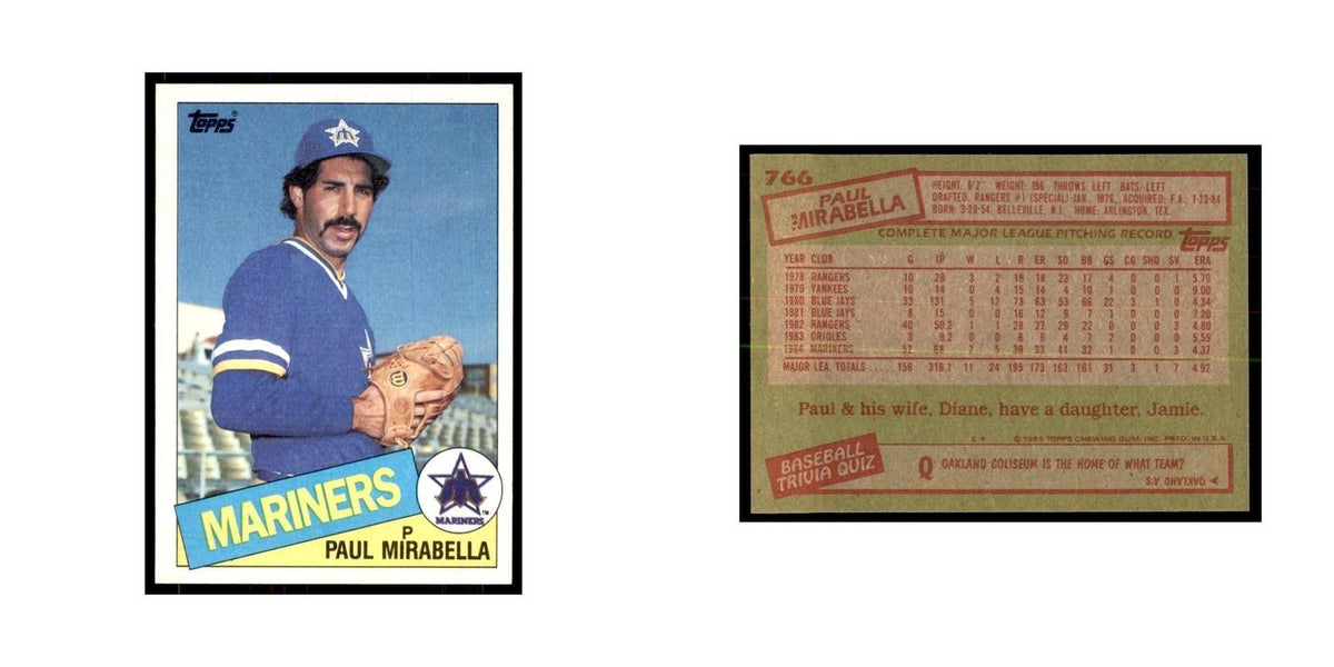 1985 Topps Paul Mirabella Baseball Cards #766