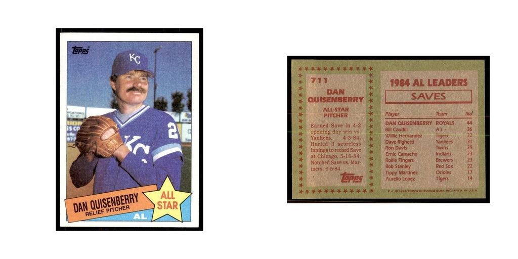 1985 Topps Dan Quisenberry Baseball Cards #711