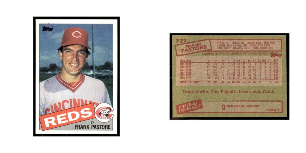 1985 Topps Frank Pastore Baseball Cards #727