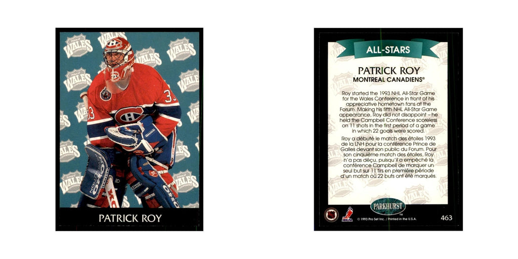 1992 Parkhurst French Patrick Roy Hockey Cards #463
