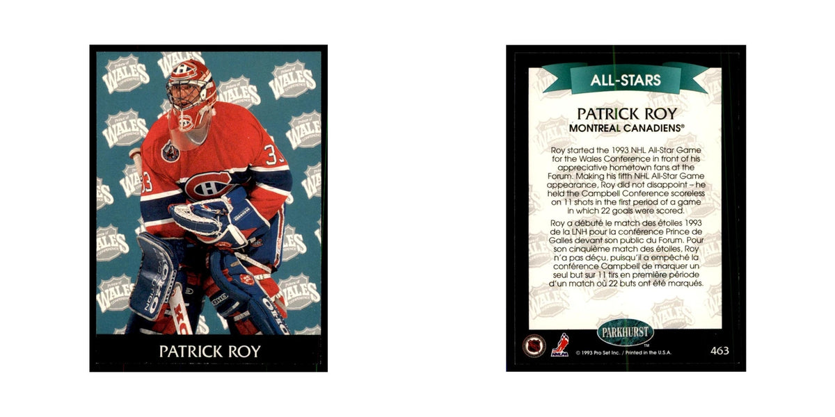 1992 Parkhurst French Patrick Roy Hockey Cards #463