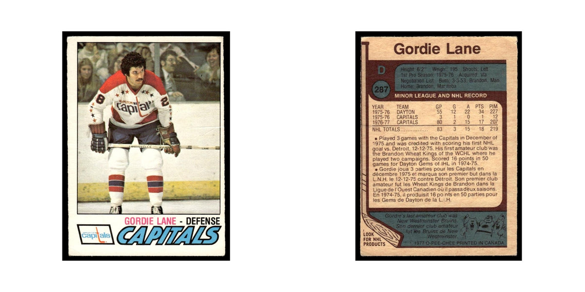 Gordie Lane Rookie 1977 O-Pee-Chee (Damaged) #287 Washington Capitals Poor