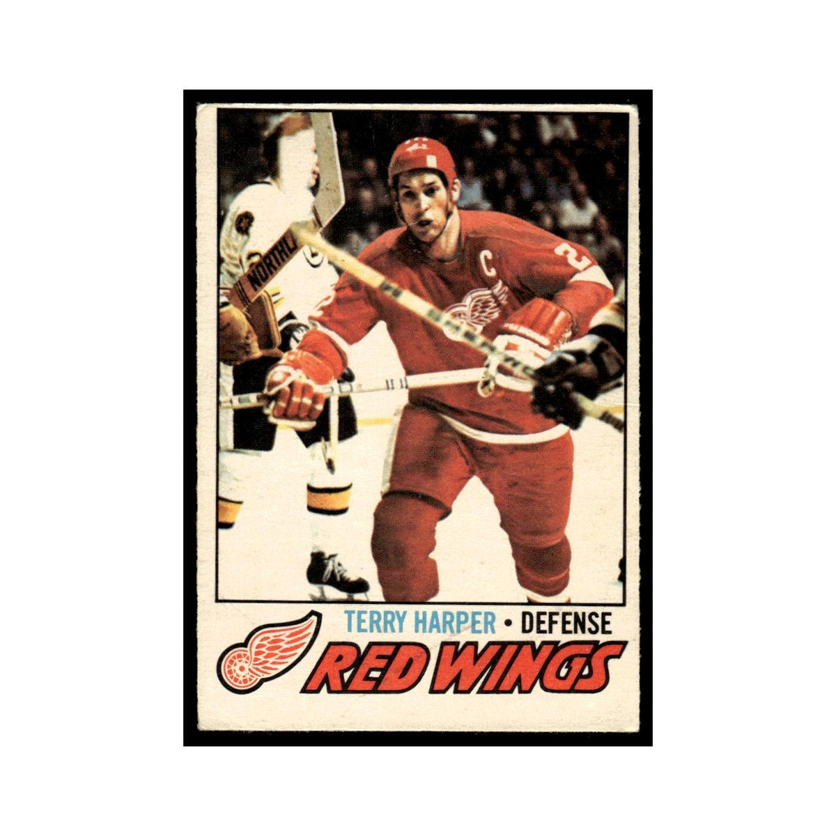 Terry Harper 1977 O-Pee-Chee (Damaged) #16 Detroit Red Wings Hockey Card Poor