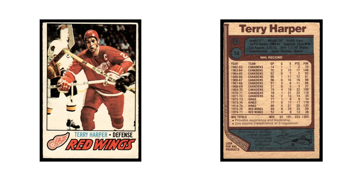 Terry Harper 1977 O-Pee-Chee (Damaged) #16 Detroit Red Wings Hockey Card Poor
