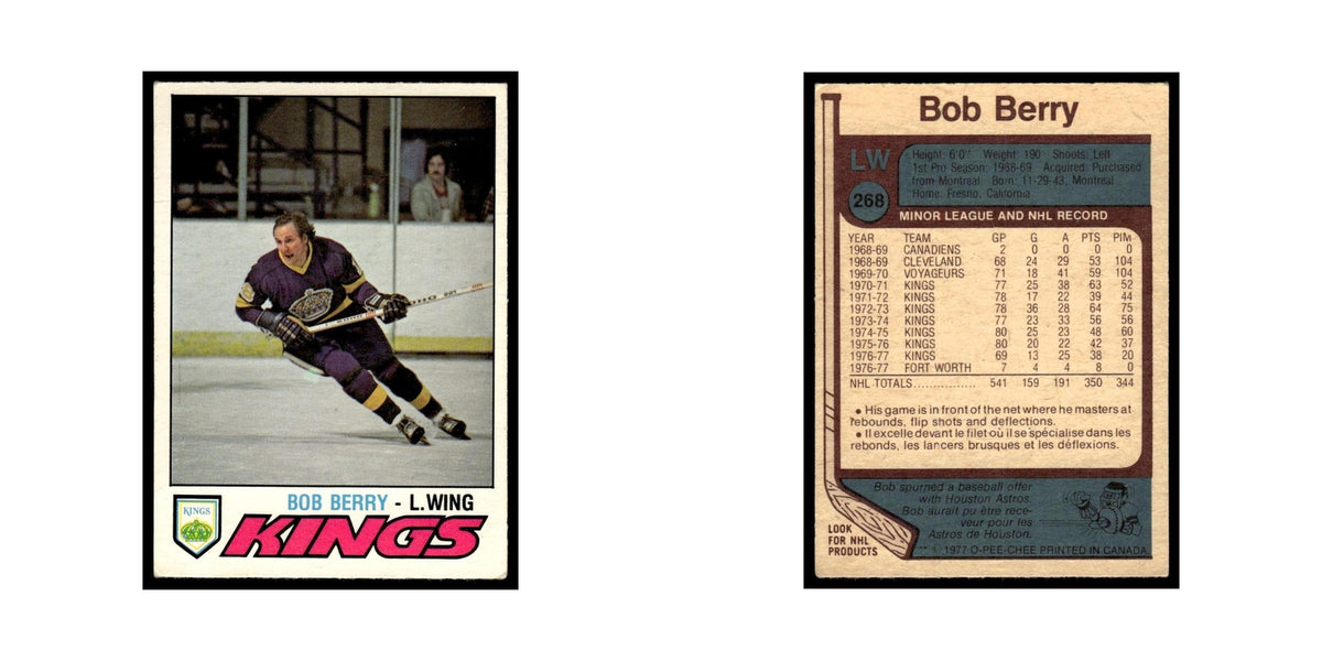 Bob Berry 1977 O-Pee-Chee (Damaged) #268 Los Angeles Kings Hockey Card Poor